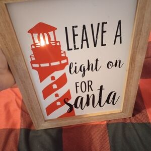 Red and White Lighthouse Christmas Sign